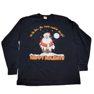 VTG Christmas Graphic Funny Holiday Big Santa No More Cookie Dough Shirt Size XL